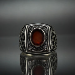 RED AGATE GEMSTONE 925 STERLING SILVER TURKISH HANDMADE RING