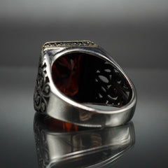 RUBY GEMSTONE 925 STERLING SILVER HANDMADE RING FOR MEN