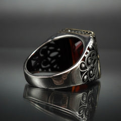RUBY GEMSTONE 925 STERLING SILVER HANDMADE RING FOR MEN
