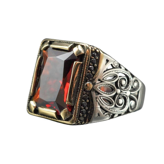 RUBY GEMSTONE 925 STERLING SILVER HANDMADE RING FOR MEN