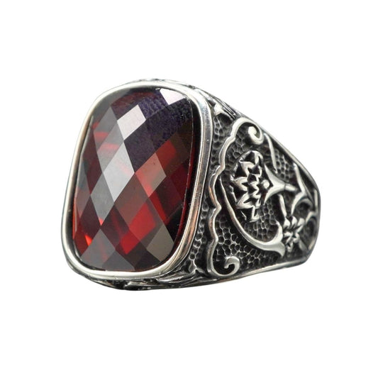 RUBY SILVER RING FOR MEN
