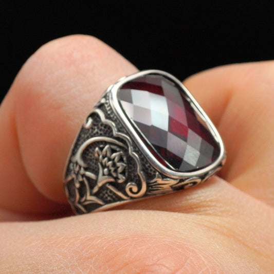RUBY SILVER RING FOR MEN