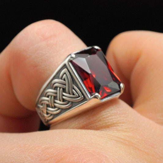 RED RUBY GEMSTONE HANDMADE RING IN 925 SILVER