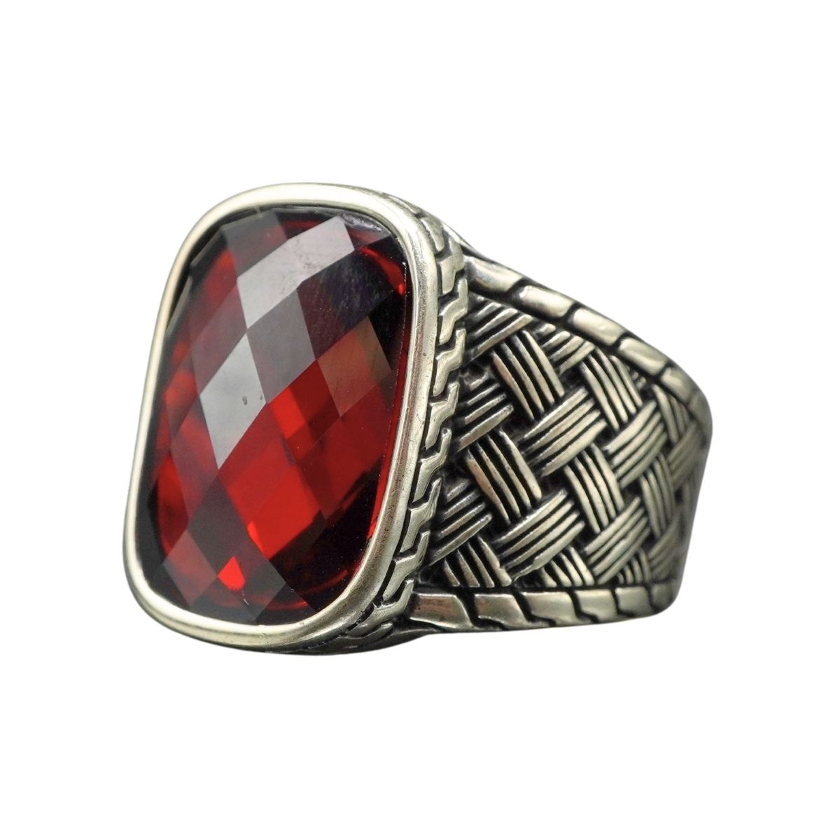 MEN HANDMADE RUBY RING IN 925 STERLING SILVER