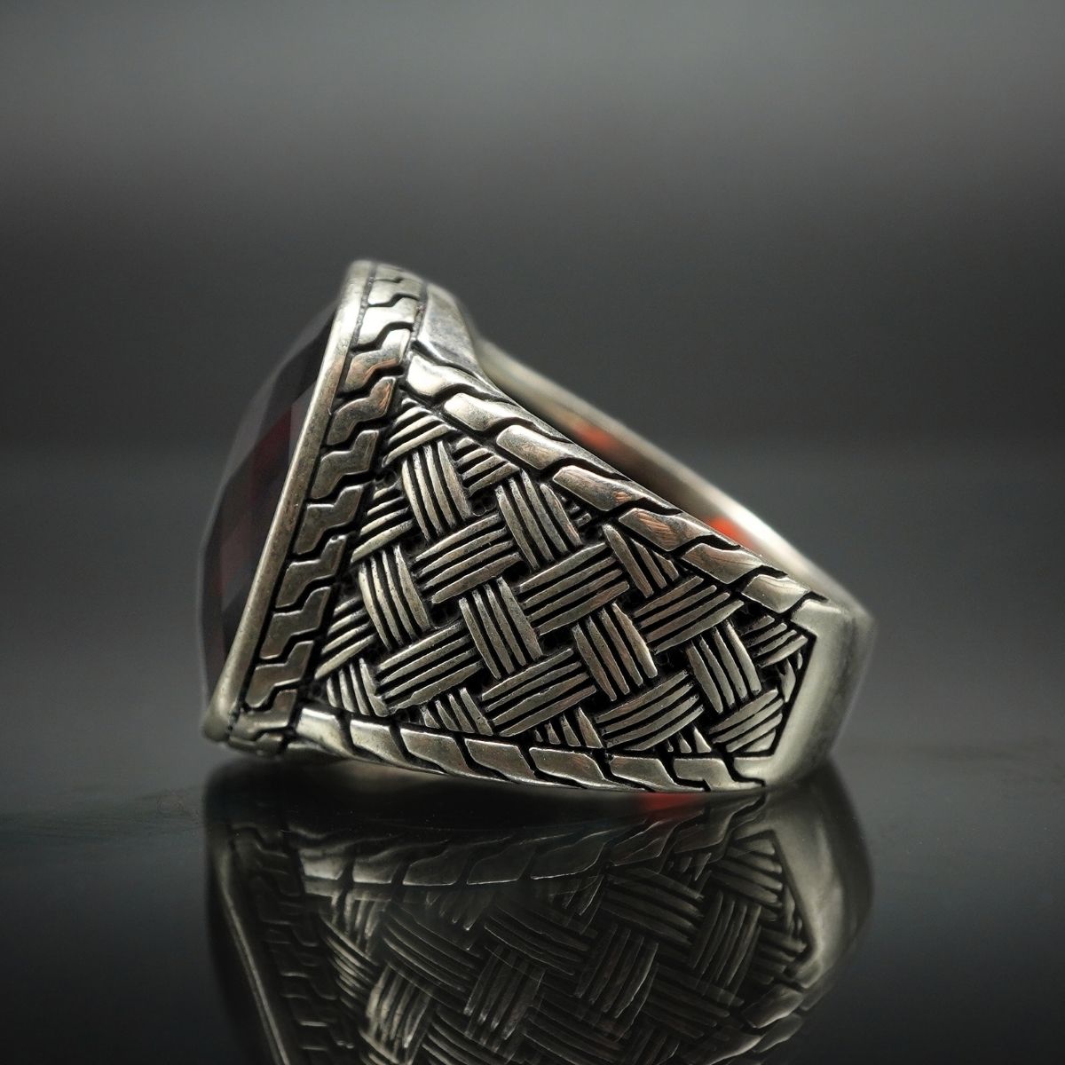 MEN HANDMADE RUBY RING IN 925 STERLING SILVER