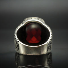 MEN HANDMADE RUBY RING IN 925 STERLING SILVER