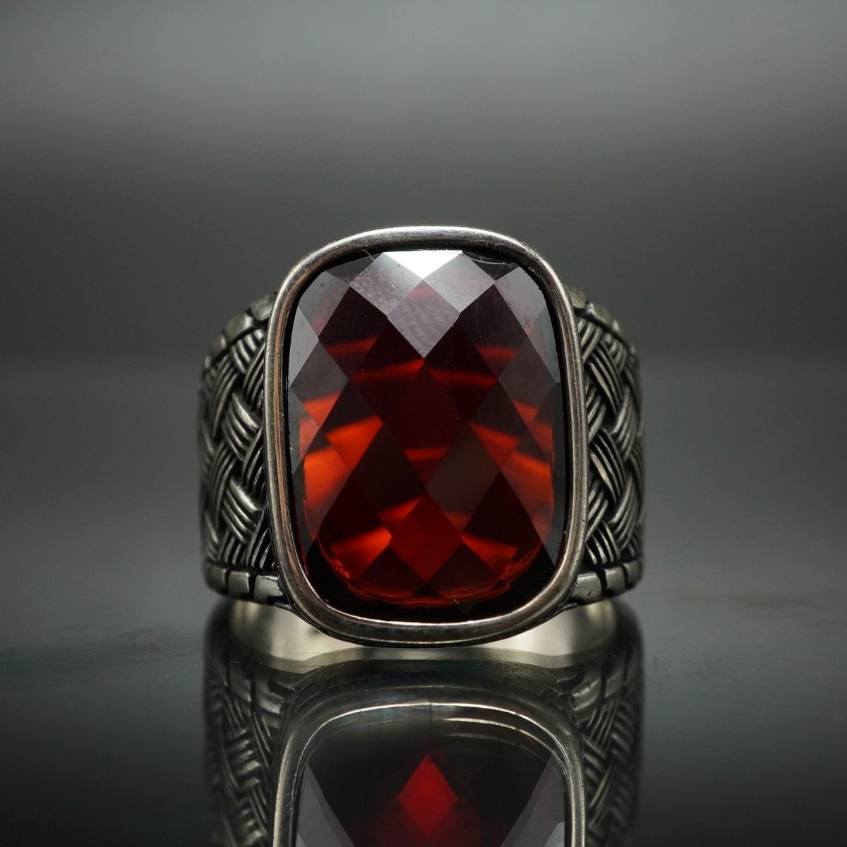 MEN HANDMADE RUBY RING IN 925 STERLING SILVER