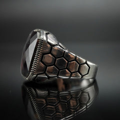 RED RUBY GEMSTONE 925 STERLING SILVER HANDMADE RING FOR MEN