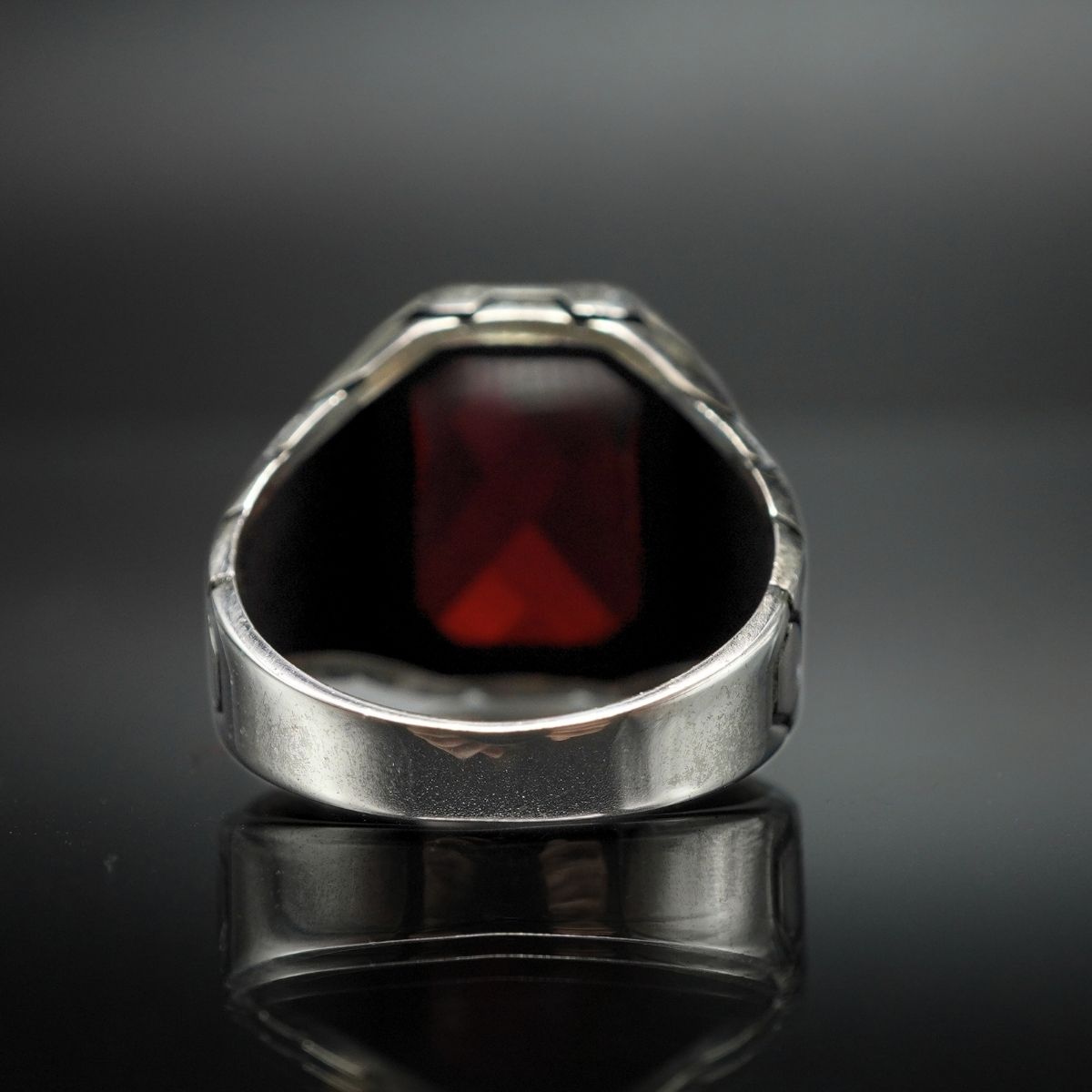 RED RUBY GEMSTONE 925 STERLING SILVER HANDMADE RING FOR MEN