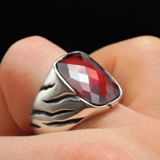 RUBY GEMSTONE HANDMADE RING IN 925 STERLING SILVER