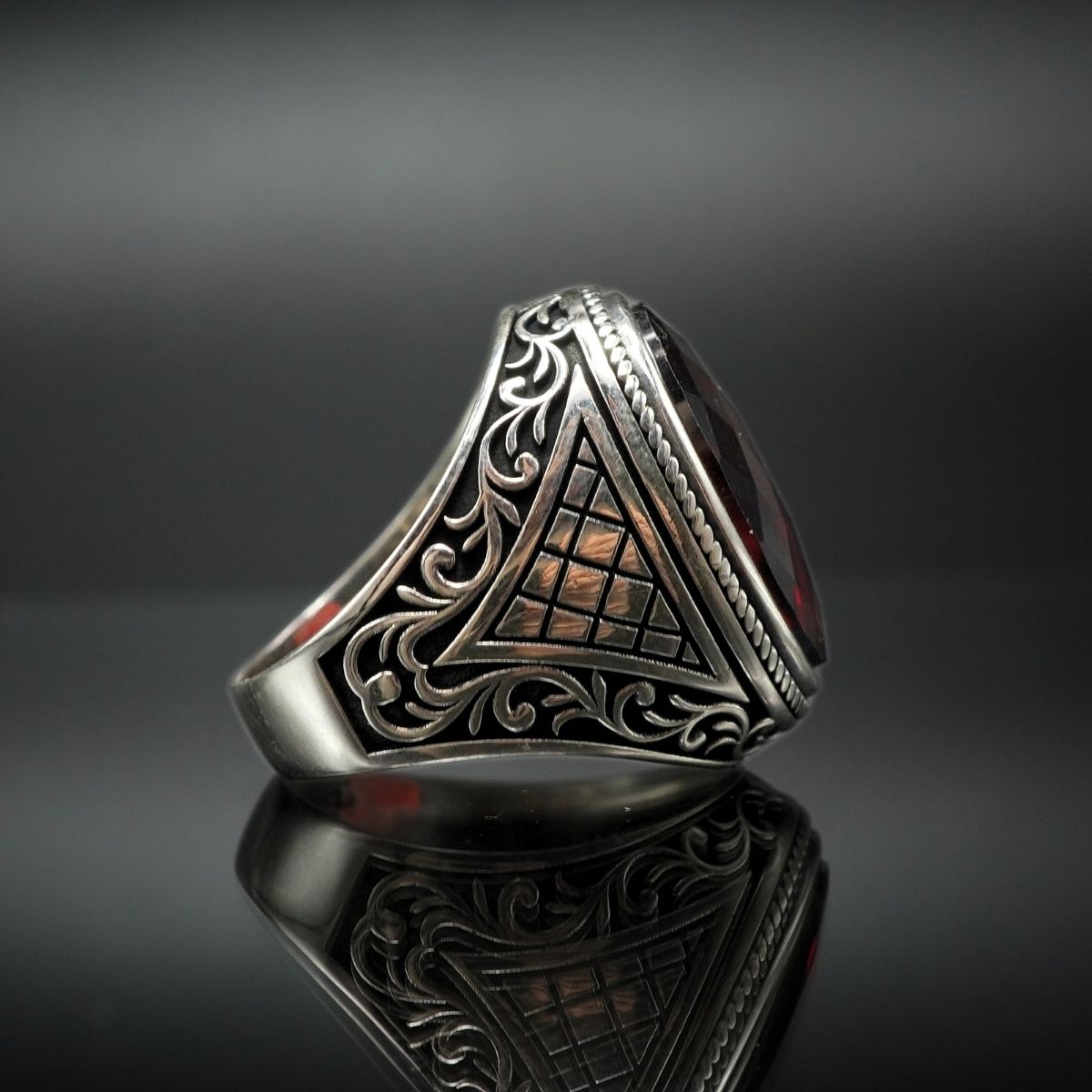 OVAL RED RUBY GEMSTONE 925 STERLING SILVER RING