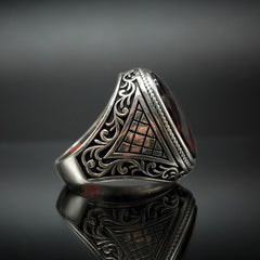 OVAL RED RUBY GEMSTONE 925 STERLING SILVER RING