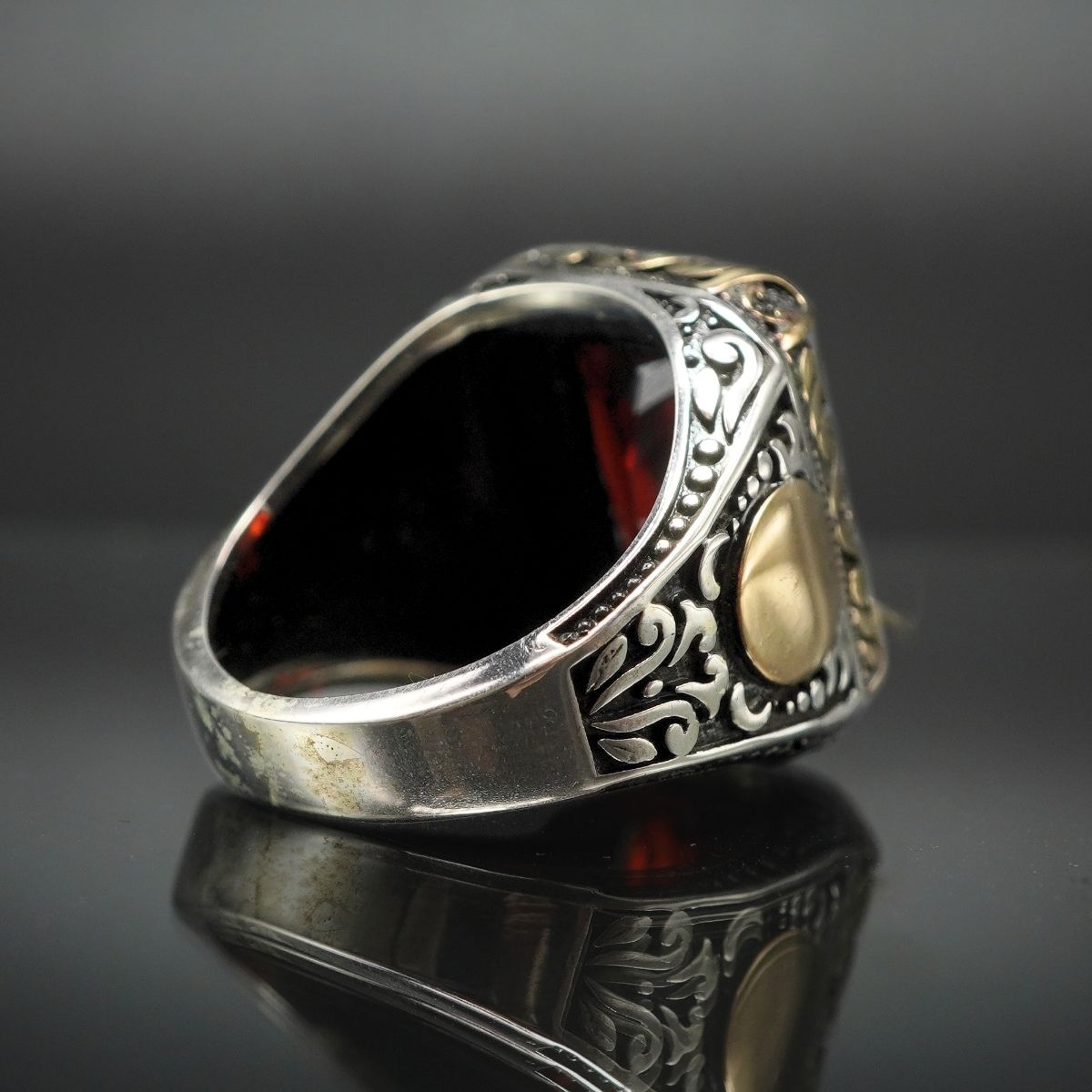 RED RUBY 925 STERLING SILVER MEN HANDMADE RING