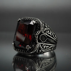 TURKISH HANDMADE RUBY STONE RING IN 925 STERLING SILVER