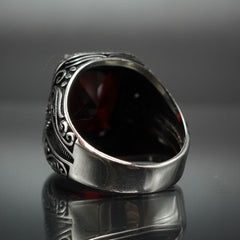 TURKISH HANDMADE RUBY STONE RING IN 925 STERLING SILVER