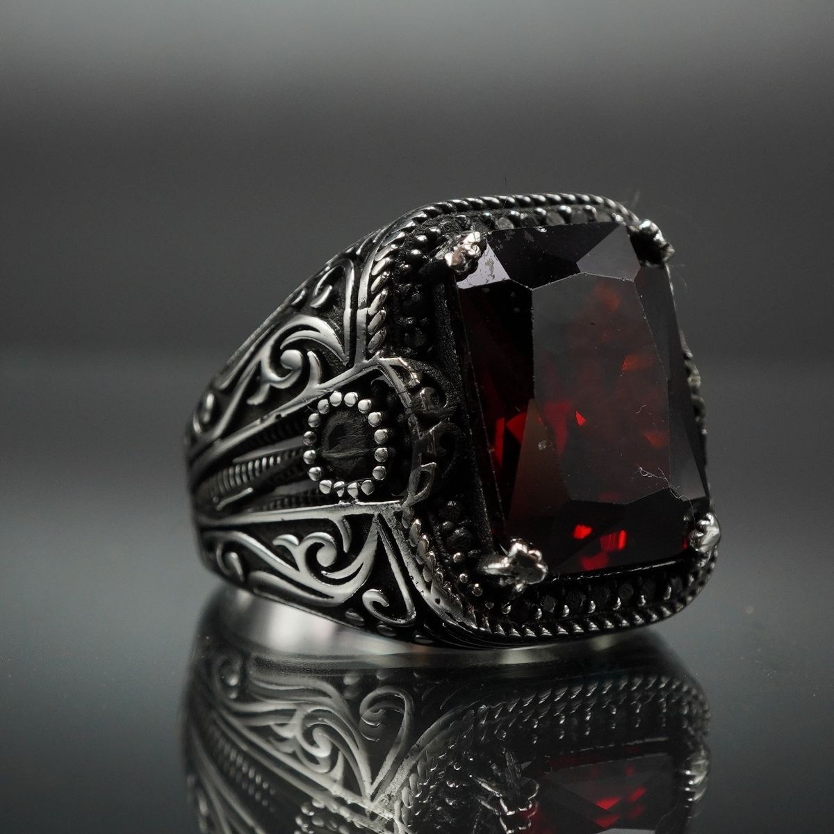 TURKISH HANDMADE RUBY STONE RING IN 925 STERLING SILVER
