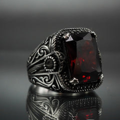 TURKISH HANDMADE RUBY STONE RING IN 925 STERLING SILVER