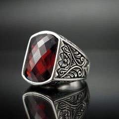 RED RUBY GEMSTONE 925 STERLING SILVER HANDMADE RING