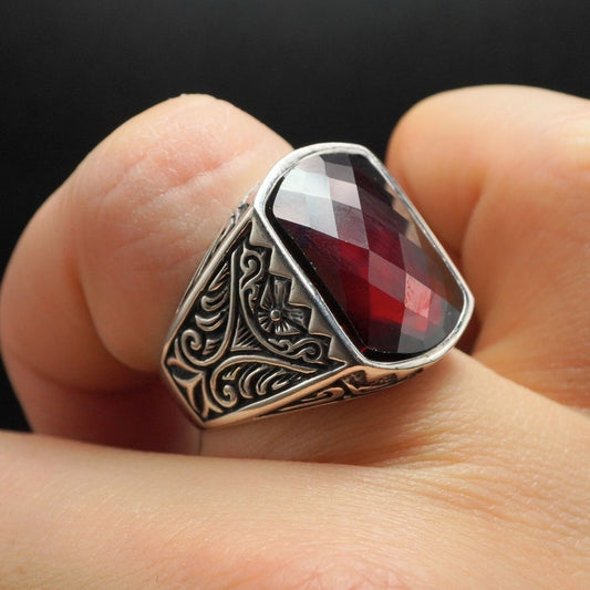 RUBY RING 925 STERLING SILVER HANDMADE
