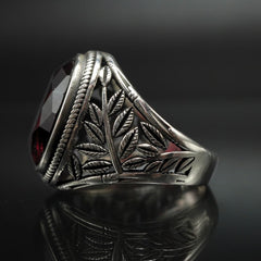 TURKISH HANDMADE RUBY GEMSTONE 925 STERLING SILVER RING FOR MEN
