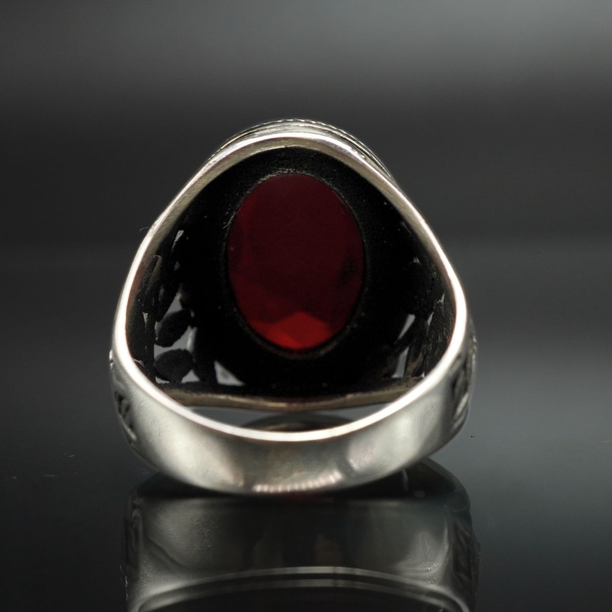 TURKISH HANDMADE RUBY GEMSTONE 925 STERLING SILVER RING FOR MEN
