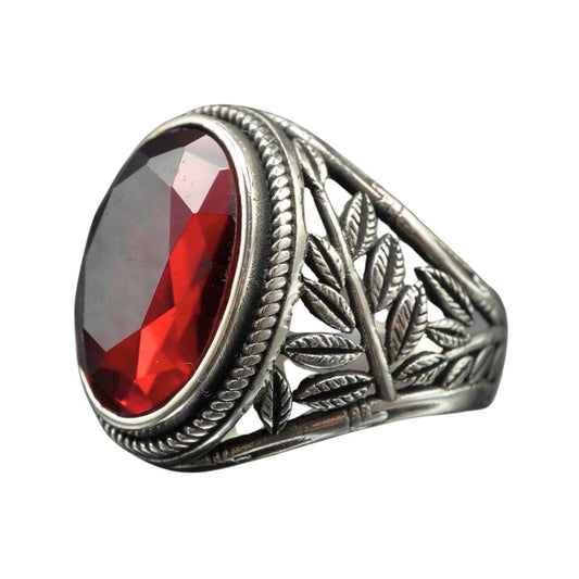 TURKISH HANDMADE RUBY GEMSTONE 925 STERLING SILVER RING FOR MEN