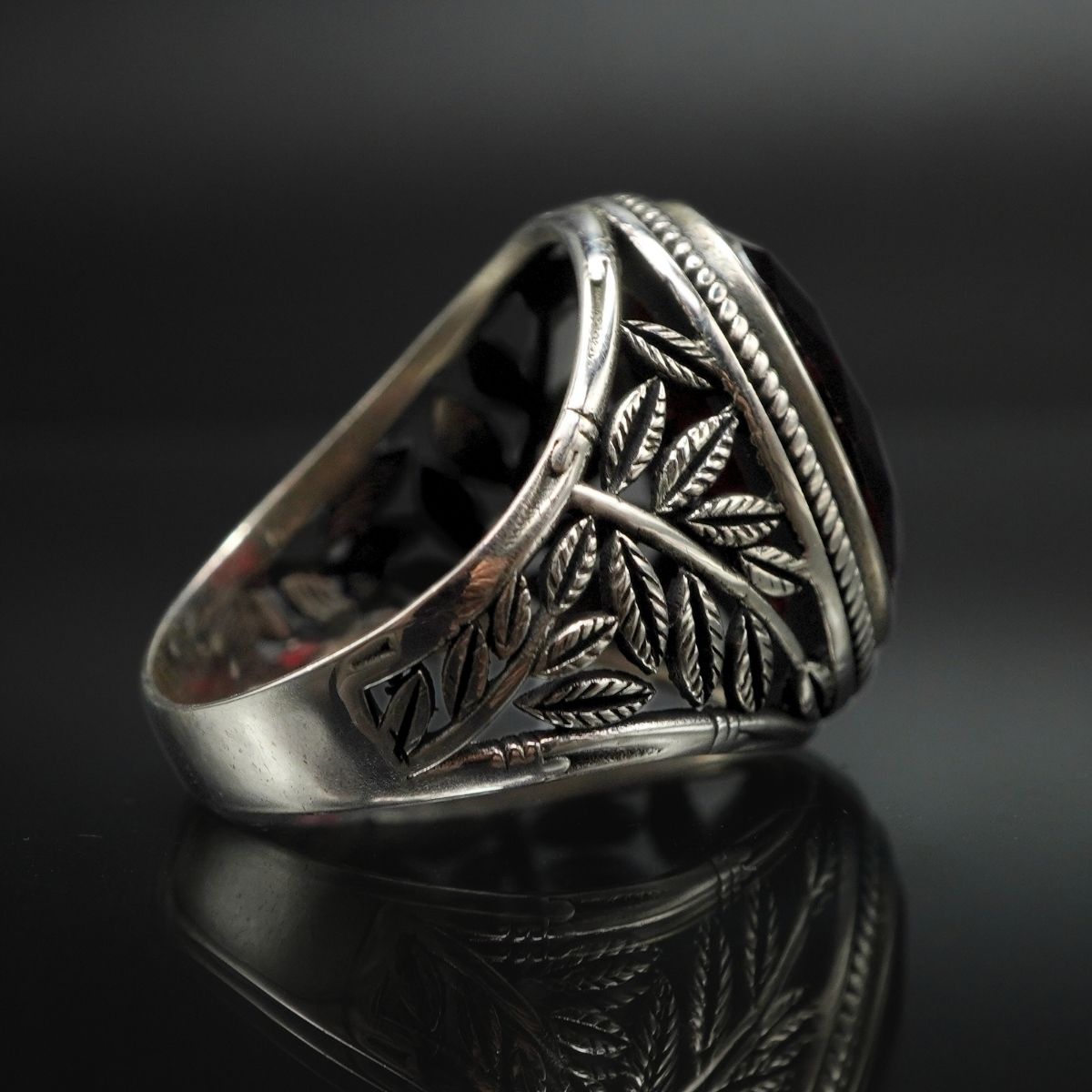 TURKISH HANDMADE RUBY GEMSTONE 925 STERLING SILVER RING FOR MEN