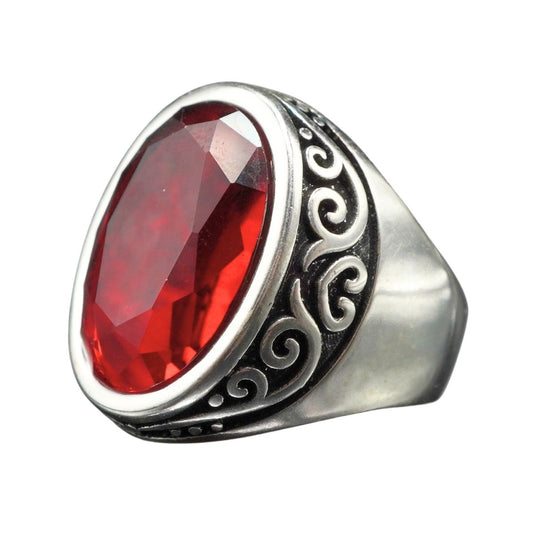 RED RUBY GEMSTONE 925 STERLING SILVER MEN HANDMADE RING