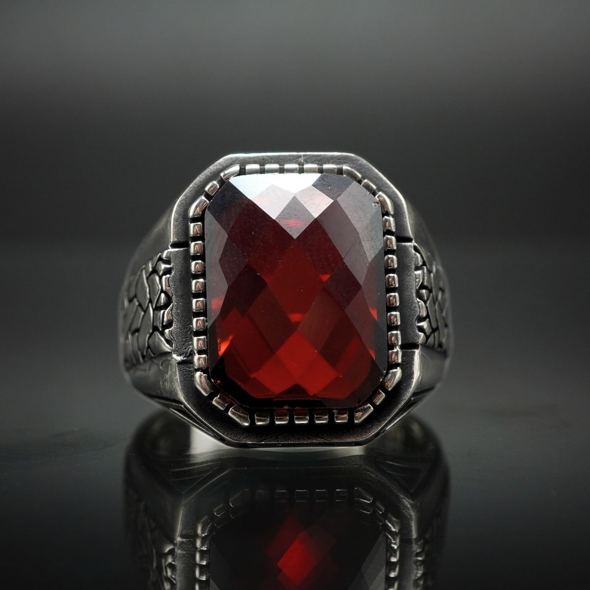 HANDMADE RUBY SILVER RING FOR MEN