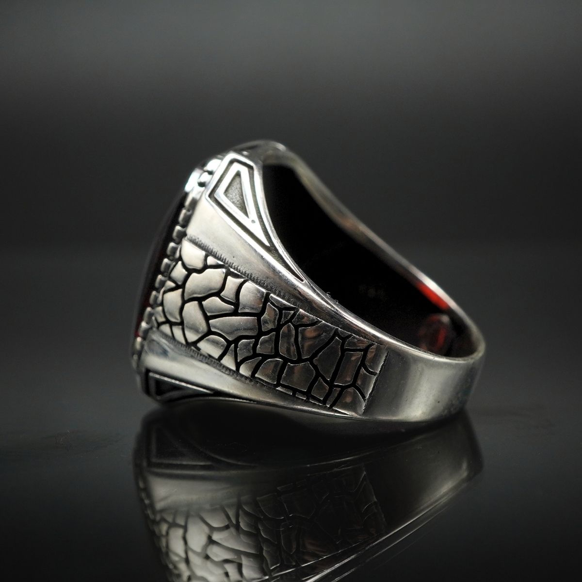 HANDMADE RUBY SILVER RING FOR MEN