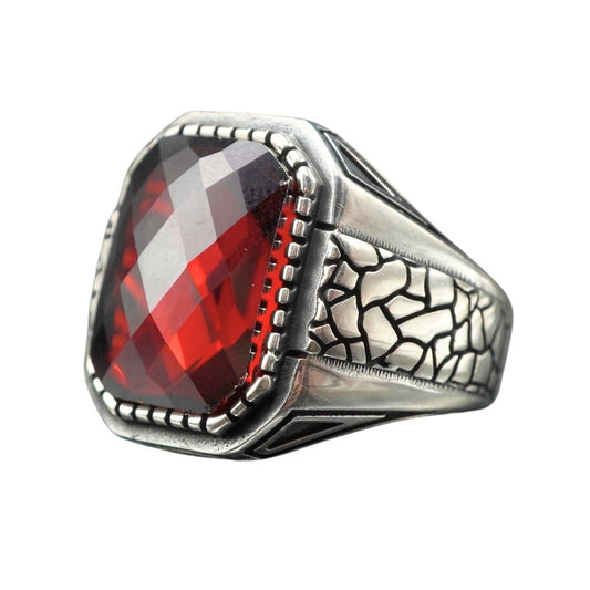 HANDMADE RUBY SILVER RING FOR MEN
