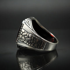 HANDMADE RUBY SILVER RING FOR MEN