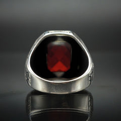 HANDMADE RUBY SILVER RING FOR MEN