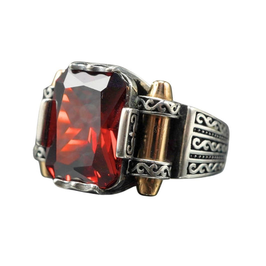 RUBY SILVER RING FOR MEN IN 925 STERLING SILVER