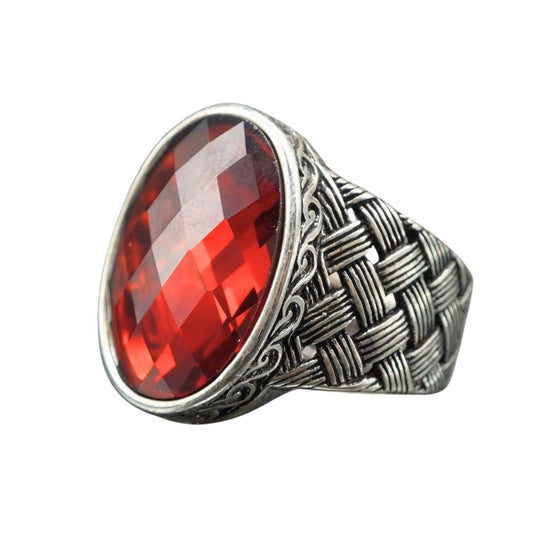 RED RUBY 925 STERLING SILVER HANDMADE RING FOR MEN