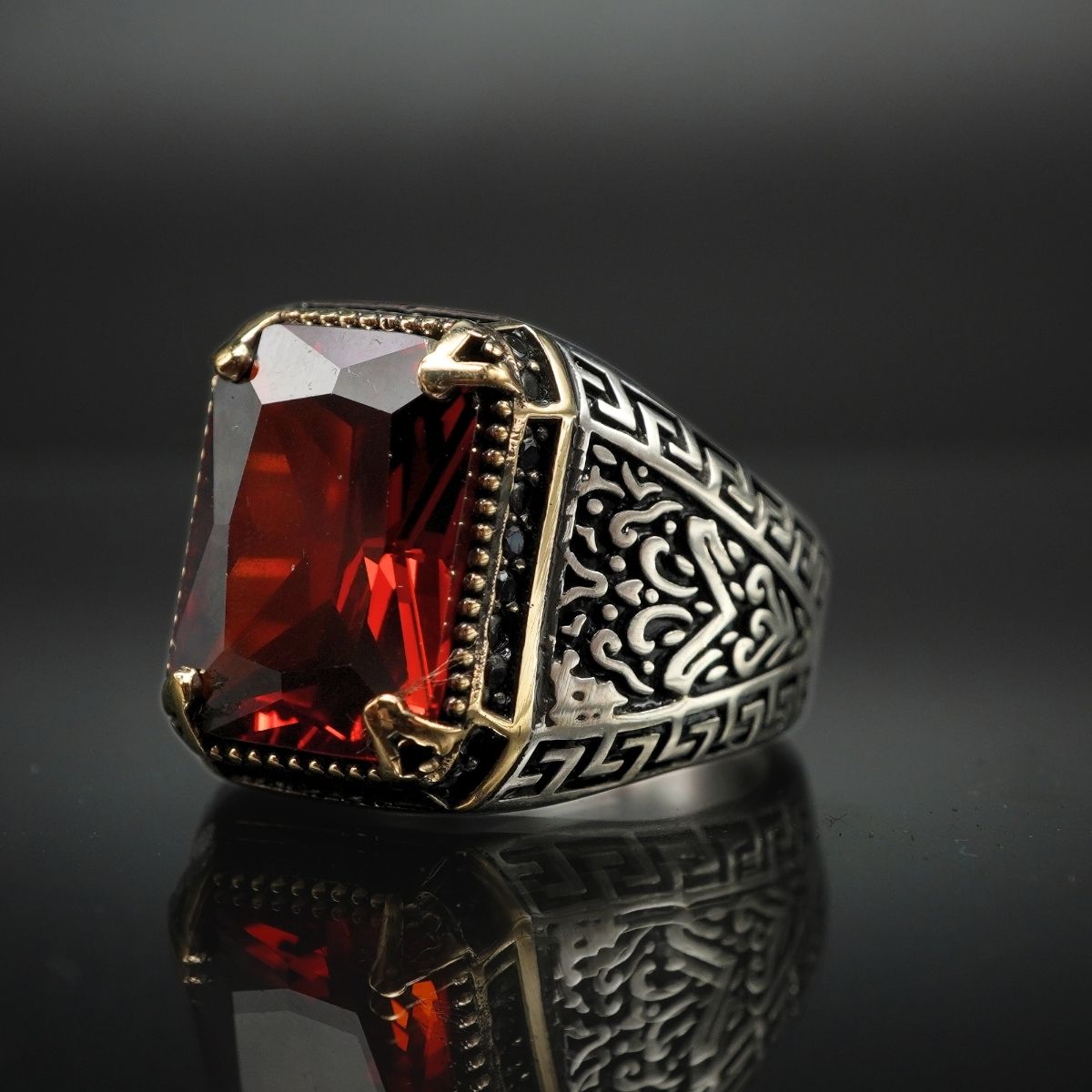 RUBY HANDMADE 925 STERLING SILVER RING FOR MEN