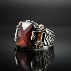 RUBY HANDMADE 925 STERLING SILVER RING FOR MEN