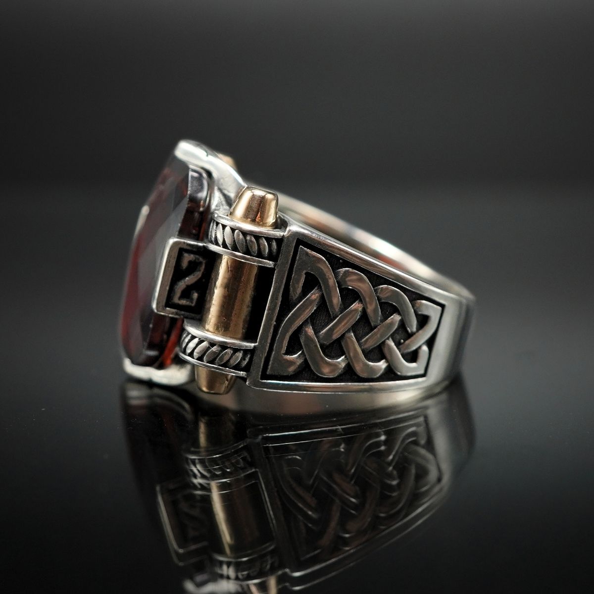 RUBY HANDMADE 925 STERLING SILVER RING FOR MEN