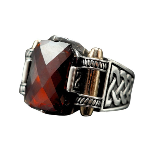 RUBY HANDMADE 925 STERLING SILVER RING FOR MEN