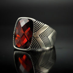 Striped Onyx Silver Ring