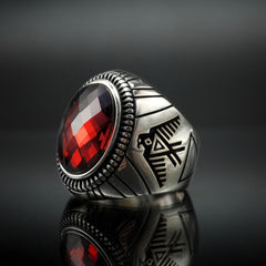 VINTAGE TENGRI BIRD 925 STERLING SILVER RING IN RUBY