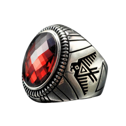 TENGRI BIRD 925 STERLING SILVER RING IN RUBY