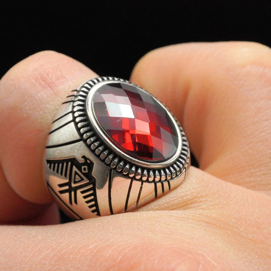TENGRI BIRD 925 STERLING SILVER RING IN RUBY