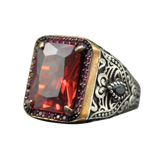 RUBY GEMSTONE 925 STERLING SILVER MEN HANDMADE RING