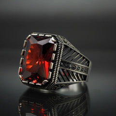 RUBY 925 STERLING SILVER TURKISH HANDMADE RING