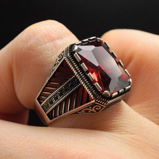 RUBY GEMSTONE 925 STERLING SILVER HANDMADE RING
