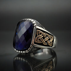 SAPPHIRE RING FOR MEN IN 925 STERLING SILVER