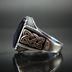 SAPPHIRE RING FOR MEN IN 925 STERLING SILVER