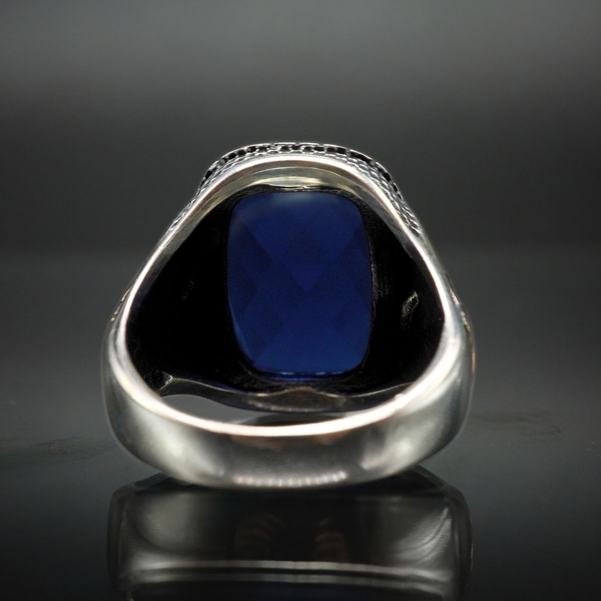 SAPPHIRE RING FOR MEN IN 925 STERLING SILVER