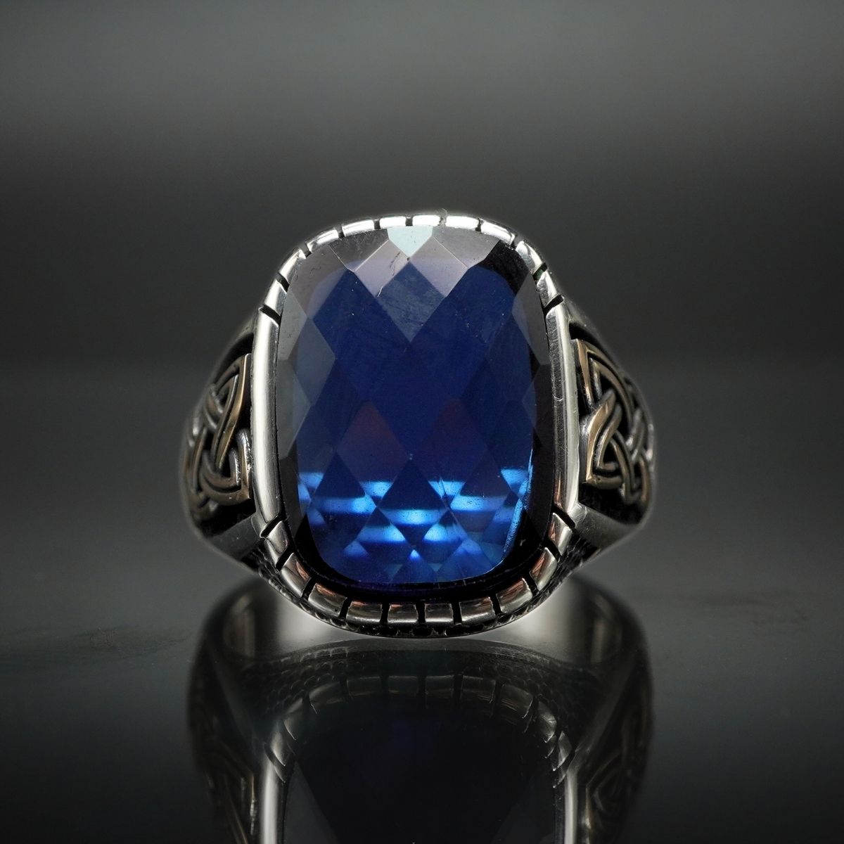 SAPPHIRE RING FOR MEN IN 925 STERLING SILVER